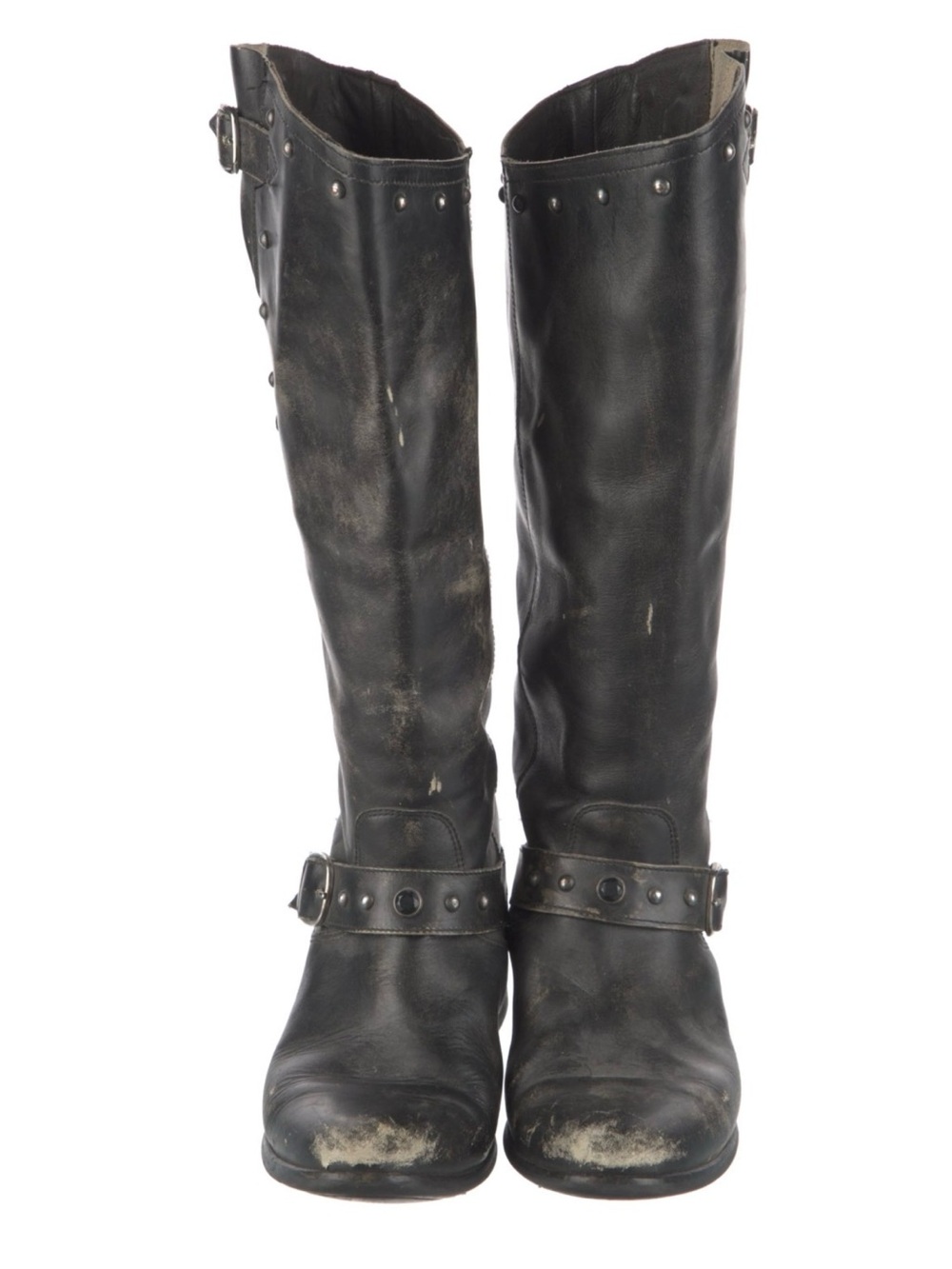 Golden Goose Distressed Tall Buckle Accent Leather Boots - GUC 1492